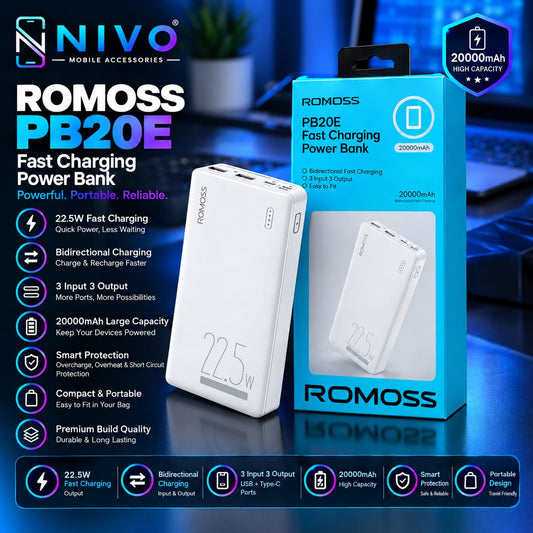 ROMOSS 20000mAh Power Bank – High Capacity Portable Charger
