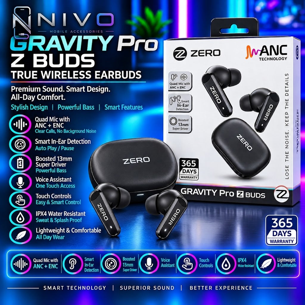 Zero Gravity Pro Z Buds True Wireless Earbuds with ANC & ENC